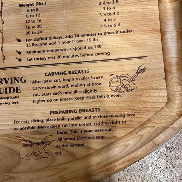 No Brand Turkey Wood Carving board with edge for drippings.20” X 16” - Picture 5 of 7